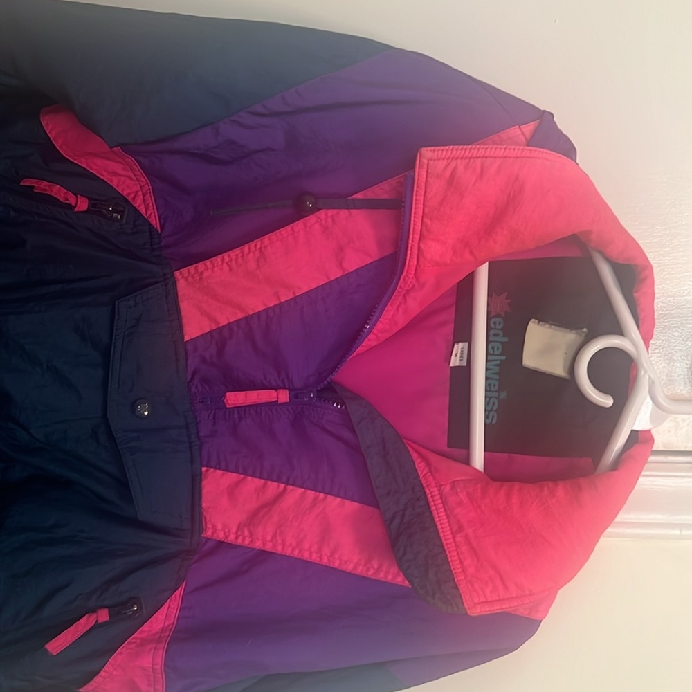 Edelweiss Pink, Purple, Teal Windbreaker M - Picture 3 of 7